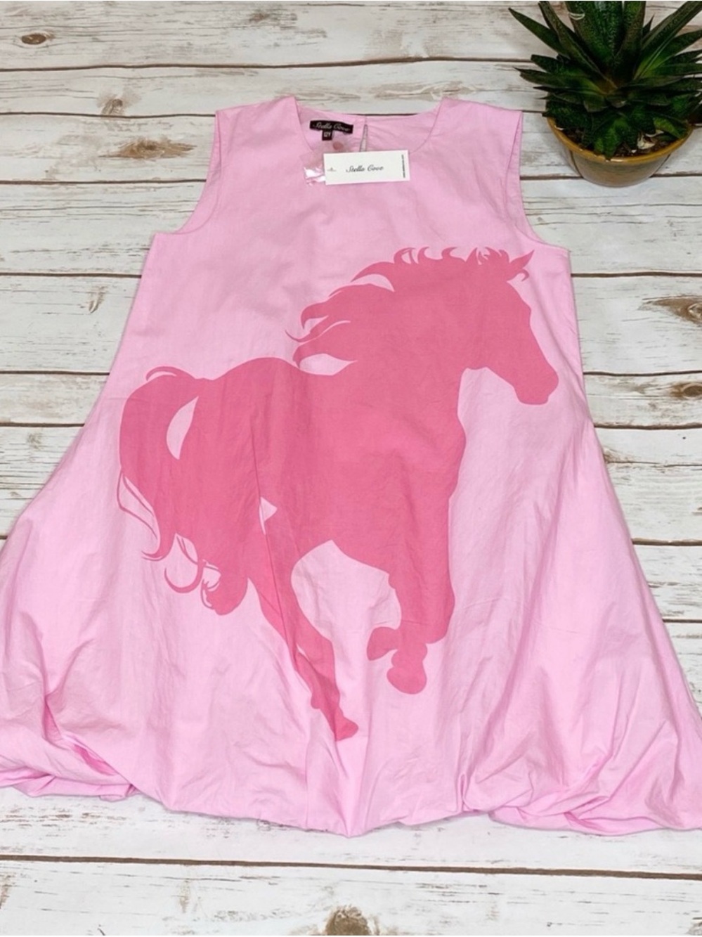 Stella Cove Pink Tank Dress with Hot Pink Horse Graphic